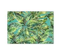 Tulup Splashback 39.37x27.56 inch / 100x70 cm Wall Protection Toughened Safe Glass Splash back Kitchen Panel Tempered Glass Kitchen Protection Induction Cooker Glass Panel - Green - tropical leaves