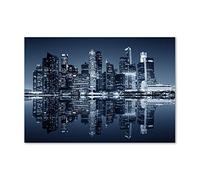 Tulup Splashback 39.37x27.56 inch / 100x70 cm Wall Protection Toughened Safe Glass Splash back Kitchen Panel Tempered Glass Kitchen Protection Induction Cooker Glass Panel - Black and white - Singapore at night