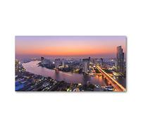 Tulup Splashback 47.24x23.62 inch / 120x60 cm Glass Panel Tempered Glass Kitchen Panel Splash back Kitchen Protection Induction Cooker Wall Protection Toughened Safe Glass - Orange - Bangkok