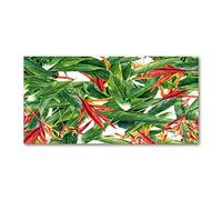 Tulup Splashback 47.24x23.62 inch / 120x60 cm Glass Panel Tempered Glass Kitchen Panel Splash back Kitchen Protection Induction Cooker Wall Protection Toughened Safe Glass - Green - floral pattern