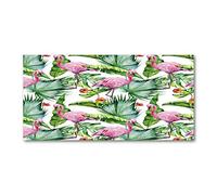 Tulup Splashback 47.24x23.62 inch / 120x60 cm Glass Panel Tempered Glass Kitchen Panel Splash back Kitchen Protection Induction Cooker Wall Protection Toughened Safe Glass - Multicolored - Flamingos Plants