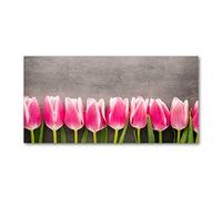 Tulup Splashback 47.24x23.62 inch / 120x60 cm Glass Panel Wall Protection Induction Cooker Tempered Glass Toughened Safe Glass Kitchen Panel Splash back Kitchen - Rosa - pink tulips