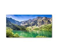 Tulup Splashback 47.24x23.62 inch / 120x60 cm Glass Panel Wall Protection Induction Cooker Tempered Glass Toughened Safe Glass Kitchen Panel Splash back Kitchen - Green - Mountains Lake Tatras