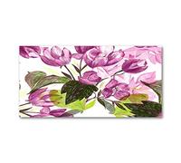 Tulup Splashback 47.24x23.62 inch / 120x60 cm Glass Panel Wall Protection Induction Cooker Tempered Glass Toughened Safe Glass Kitchen Panel Splash back Kitchen - Purple - floral pattern
