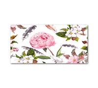 Tulup Splashback 47.24x23.62 inch / 120x60 cm Kitchen Protection Induction Cooker Wall Protection Glass Panel Tempered Glass Toughened Safe Glass Kitchen Panel Splash back - Pink - floral pattern