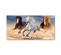 Tulup Splashback 47.24x23.62 inch / 120x60 cm Kitchen Protection Induction Cooker Wall Protection Glass Panel Tempered Glass Toughened Safe Glass Kitchen Panel Splash back - Brown - horses in the desert