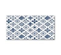 Tulup Splashback 47.24x23.62 inch / 120x60 cm Kitchen Protection Induction Cooker Wall Protection Glass Panel Tempered Glass Toughened Safe Glass Kitchen Panel Splash back - Blue - floral pattern