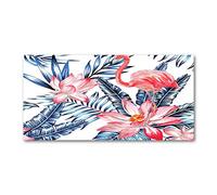 Tulup Splashback 47.24x23.62 inch / 120x60 cm Kitchen Protection Induction Cooker Wall Protection Glass Panel Tempered Glass Toughened Safe Glass Kitchen Panel Splash back - Pink - Flamingos plants