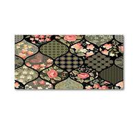 Tulup Splashback 47.24x23.62 inch / 120x60 cm Protection Induction Cooker Toughened Safe Glass Kitchen Kitchen Panel Wall Protection Tempered Glass Splash back Glass Panel - Green - floral pattern