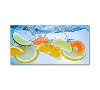 Tulup Splashback 47.24x23.62 inch / 120x60 cm Protection Induction Cooker Toughened Safe Glass Kitchen Kitchen Panel Wall Protection Tempered Glass Splash back Glass Panel - Yellow - Citrus fruits water