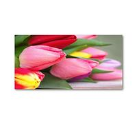 Tulup Splashback 47.24x23.62 inch / 120x60 cm Protection Induction Cooker Toughened Safe Glass Kitchen Kitchen Panel Wall Protection Tempered Glass Splash back Glass Panel - Pink - colorful tulips