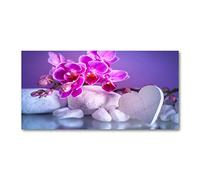 Tulup Splashback 47.24x23.62 inch / 120x60 cm Protection Induction Cooker Toughened Safe Glass Kitchen Kitchen Panel Wall Protection Tempered Glass Splash back Glass Panel - Pink orchid heart