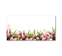 Tulup Splashback 47.24x23.62 inch / 120x60 cm Splash back Kitchen Panel Toughened Safe Glass Tempered Glass Panel Wall Protection Induction Cooker Kitchen - Rosa - pink tulips