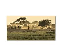 Tulup Splashback 47.24x23.62 inch / 120x60 cm Splash back Kitchen Panel Toughened Safe Glass Tempered Glass Panel Wall Protection Induction Cooker Kitchen - Beige - Giraffe Savannah