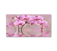 Tulup Splashback 47.24x23.62 inch / 120x60 cm Splash back Kitchen Panel Toughened Safe Glass Tempered Glass Panel Wall Protection Induction Cooker Kitchen - Rosa - Pink orchid