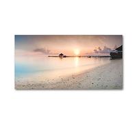 Tulup Splashback 47.24x23.62 inch / 120x60 cm Splash back Kitchen Panel Toughened Safe Glass Tempered Glass Panel Wall Protection Induction Cooker Kitchen - Multicolored - Maldives Beach