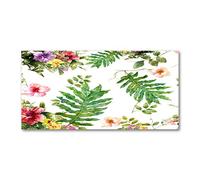 Tulup Splashback 47.24x23.62 inch / 120x60 cm Splash back Kitchen Panel Toughened Safe Glass Tempered Glass Panel Wall Protection Induction Cooker Kitchen - Green - floral pattern
