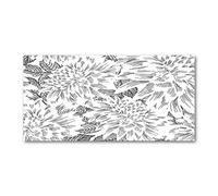 Tulup Splashback 47.24x23.62 inch / 120x60 cm Splash back Kitchen Panel Toughened Safe Glass Tempered Glass Panel Wall Protection Induction Cooker Kitchen - Black and white - floral pattern