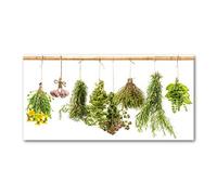 Tulup Splashback 47.24x23.62 inch / 120x60 cm Splash back Kitchen Panel Toughened Safe Glass Tempered Glass Kitchen Protection Induction Cooker Wall Protection Glass Panel - Green - herbs on string