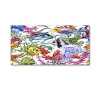 Tulup Splashback 47.24x23.62 inch / 120x60 cm Splash back Kitchen Panel Toughened Safe Glass Tempered Glass Kitchen Protection Induction Cooker Wall Protection Glass Panel - Multicolored - coral reef