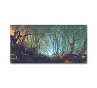 Tulup Splashback 47.24x23.62 inch / 120x60 cm Tempered Glass Wall Protection Induction Cooker Glass Panel Splash back Kitchen Panel Kitchen Toughened Safe Glass - Blue - mystical forest