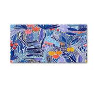 Tulup Splashback 47.24x23.62 inch / 120x60 cm Tempered Glass Wall Protection Induction Cooker Glass Panel Splash back Kitchen Panel Kitchen Toughened Safe Glass - Blue - floral pattern