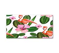 Tulup Splashback 47.24x23.62 inch / 120x60 cm Toughened Safe Glass Wall Protection Kitchen Splash back Glass Panel Protection Induction Cooker Kitchen Panel Tempered Glass - Multicolored - Flamingos Plants