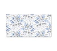 Tulup Splashback 47.24x23.62 inch / 120x60 cm Toughened Safe Glass Wall Protection Kitchen Splash back Glass Panel Protection Induction Cooker Kitchen Panel Tempered Glass - Blue - Tender flowers