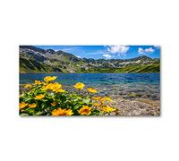 Tulup Splashback 47.24x23.62 inch / 120x60 cm Toughened Safe Glass Wall Protection Kitchen Splash back Glass Panel Protection Induction Cooker Kitchen Panel Tempered Glass - Multicolored - lake in the mountains