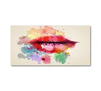 Tulup Splashback 47.24x23.62 inch / 120x60 cm Toughened Safe Glass Wall Protection Kitchen Splash back Glass Panel Protection Induction Cooker Kitchen Panel Tempered Glass - Red - colorful lips