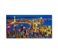 Tulup Splashback 47.24x23.62 inch / 120x60 cm Toughened Safe Glass Wall Protection Kitchen Splash back Glass Panel Protection Induction Cooker Kitchen Panel Tempered Glass - Yellow - Hong Kong at night