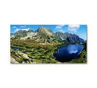 Tulup Splashback 47.24x23.62 inch / 120x60 cm Wall Protection Glass Panel Kitchen Panel Splash back Kitchen Protection Induction Cooker Tempered Glass Toughened Safe Glass - Green - valley in the mountains