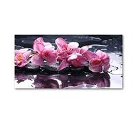 Tulup Splashback 47.24x23.62 inch / 120x60 cm Wall Protection Glass Panel Kitchen Panel Splash back Kitchen Protection Induction Cooker Tempered Glass Toughened Safe Glass - Rosa - Pink orchid