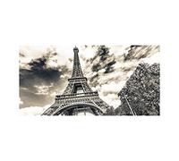 Tulup Splashback 47.24x23.62 inch / 120x60 cm Wall Protection Glass Panel Kitchen Panel Splash back Kitchen Protection Induction Cooker Tempered Glass Toughened Safe Glass - Black and white - Eiffel Tower Paris