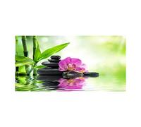 Tulup Splashback 47.24x23.62 inch / 120x60 cm Wall Protection Glass Panel Kitchen Panel Splash Back Kitchen Protection Induction Cooker Tempered Glass Toughened Safe Glass - Green - Orchid