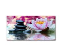 Tulup Splashback 47.24x23.62 inch / 120x60 cm Wall Protection Kitchen Panel Toughened Safe Glass Kitchen Protection Induction Cooker Glass Panel Splash Back Tempered Glass - Pink - Water Lily