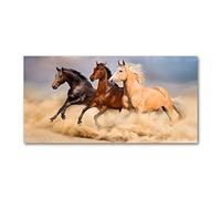 Tulup Splashback 47.24x23.62 inch / 120x60 cm Wall Protection Kitchen Panel Toughened Safe Glass Kitchen Protection Induction Cooker Glass Panel Splash back Tempered Glass - Beige - horses in the gallop