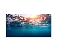 Tulup Splashback 47.24x23.62 inch / 120x60 cm Wall Protection Tempered Glass Kitchen Panel Toughened Safe Glass Panel Protection Induction Cooker Kitchen Splash back - Blue - underwater world