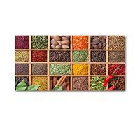 Tulup Splashback 47.24x23.62 inch / 120x60 cm Wall Protection Tempered Glass Kitchen Panel Toughened Safe Glass Panel Protection Induction Cooker Kitchen Splash back - Multicolored - spices herbs