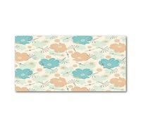Tulup Splashback 47.24x23.62 inch / 120x60 cm Wall Protection Toughened Safe Glass Splash back Kitchen Panel Tempered Glass Kitchen Protection Induction Cooker Glass Panel - Blue - floral pattern