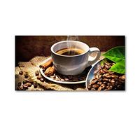 Tulup Splashback 47.24x23.62 inch / 120x60 cm Wall Protection Toughened Safe Glass Splash back Kitchen Panel Tempered Glass Kitchen Protection Induction Cooker Glass Panel - Brown - Coffee Mug