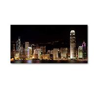 Tulup Splashback 55.12x27.56 inch / 140x70 cm Glass Panel Tempered Glass Kitchen Panel Splash back Kitchen Protection Induction Cooker Wall Protection Toughened Safe Glass - Black - Hong Kong at night