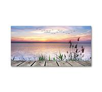 Tulup Splashback 55.12x27.56 inch / 140x70 cm Glass Panel Tempered Glass Kitchen Panel Splash back Kitchen Protection Induction Cooker Wall Protection Toughened Safe Glass - Orange - lake sunset
