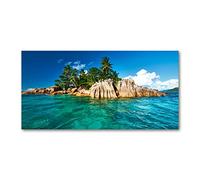 Tulup Splashback 55.12x27.56 inch / 140x70 cm Glass Panel Tempered Glass Kitchen Panel Splash back Kitchen Protection Induction Cooker Wall Protection Toughened Safe Glass - Blue - tropical island