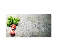 Tulup Splashback 55.12x27.56 inch / 140x70 cm Glass Panel Wall Protection Induction Cooker Tempered Glass Toughened Safe Glass Kitchen Panel Splash back Kitchen - Red - tomatoes basil