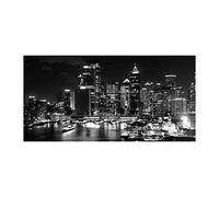 Tulup Splashback 55.12x27.56 inch / 140x70 cm Glass Panel Wall Protection Induction Cooker Tempered Glass Toughened Safe Glass Kitchen Panel Splash back Kitchen - Black and white - Sydney at night