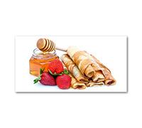 Tulup Splashback 55.12x27.56 inch / 140x70 cm Protection Induction Cooker Toughened Safe Glass Kitchen Kitchen Panel Wall Protection Tempered Glass Splash back Glass Panel - Red - delicious pancakes
