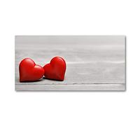 Tulup Splashback 55.12x27.56 inch / 140x70 cm Protection Induction Cooker Toughened Safe Glass Kitchen Kitchen Panel Wall Protection Tempered Glass Splash back Glass Panel - Red - hearts on wood