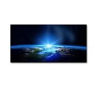 Tulup Splashback 55.12x27.56 inch / 140x70 cm Protection Induction Cooker Toughened Safe Glass Kitchen Kitchen Panel Wall Protection Tempered Glass Splash back Glass Panel - Blue - Planet Earth
