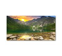Tulup Splashback 55.12x27.56 inch / 140x70 cm Splash back Kitchen Panel Toughened Safe Glass Tempered Glass Panel Wall Protection Induction Cooker Kitchen - Green - Lake Tatra mountains